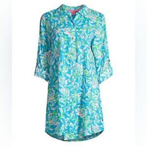Lilly Pulitzer Natalie Cover Up Cumulus Blue Medium NWT